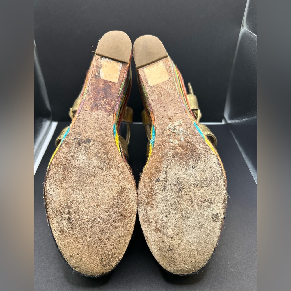 Kate Spade Lindsay Rainbow Wedge Gold Espadrille Sandal - Picture 6 of 7